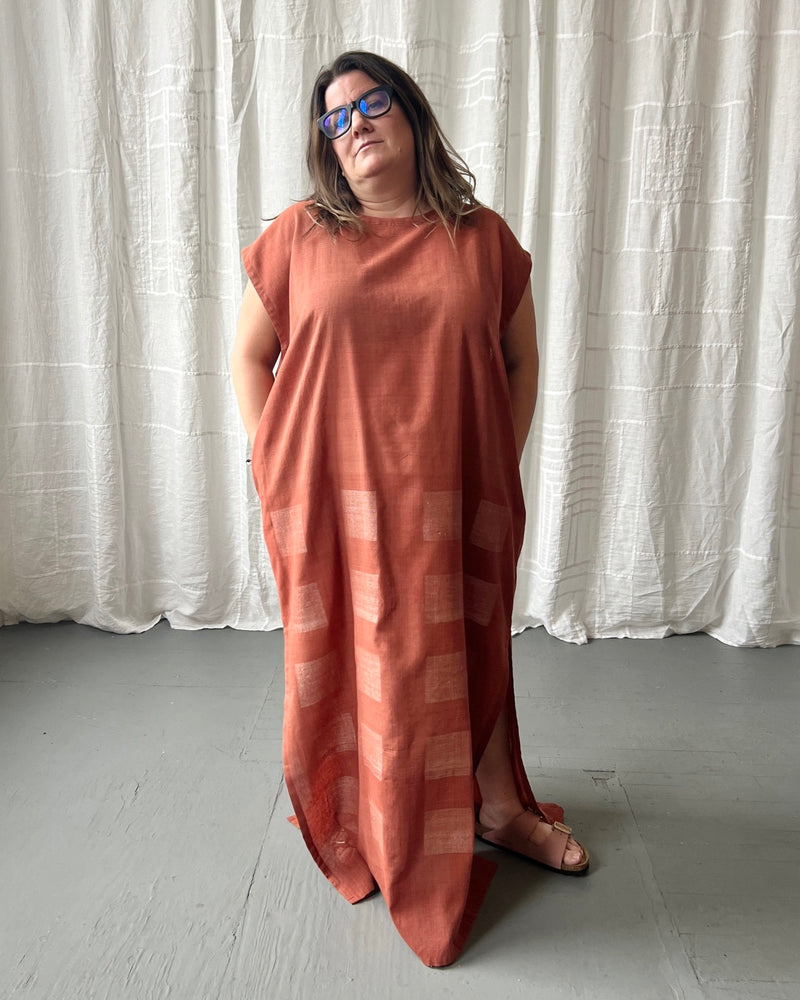 
                  
                    Load image into Gallery viewer, silk and cotton madder root caftan dress
                  
                