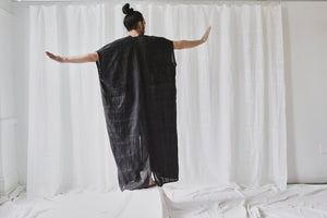 
                  
                    Load image into Gallery viewer, black linen caftan dress
                  
                