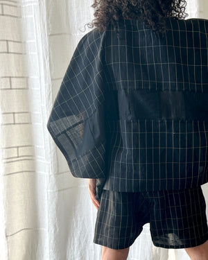 
                  
                    Load image into Gallery viewer, linen and silk grid muscle shirt
                  
                