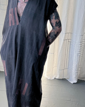 
                  
                    Load image into Gallery viewer, silk and cotton charcoal caftan dress
                  
                