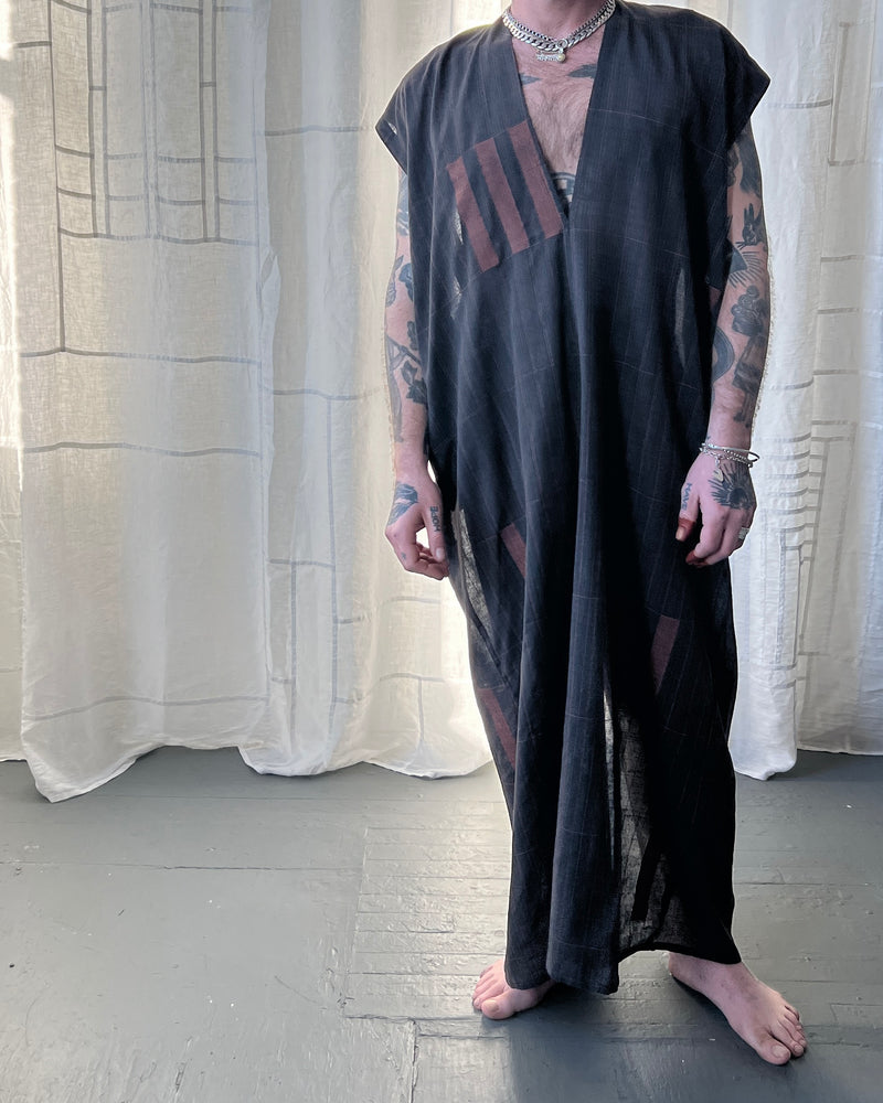 
                  
                    Load image into Gallery viewer, silk and cotton charcoal caftan dress
                  
                