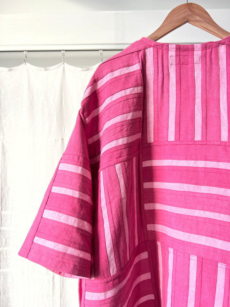 
                  
                    Load image into Gallery viewer, pink cochineal silk and linen zip dress
                  
                