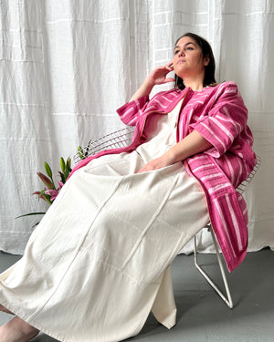 
                  
                    Load image into Gallery viewer, pink cochineal silk and linen zip dress
                  
                
