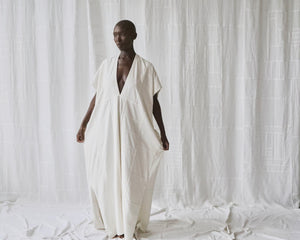 
                  
                    Load image into Gallery viewer, cream silk noil caftan dress
                  
                