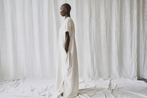 
                  
                    Load image into Gallery viewer, cream silk noil caftan dress
                  
                